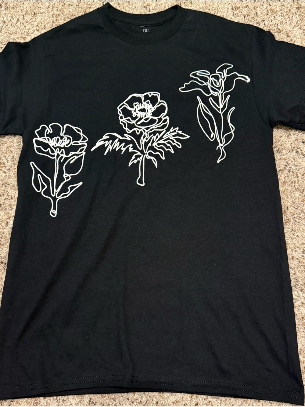 Black Floral Crew Neck T-Shirt
